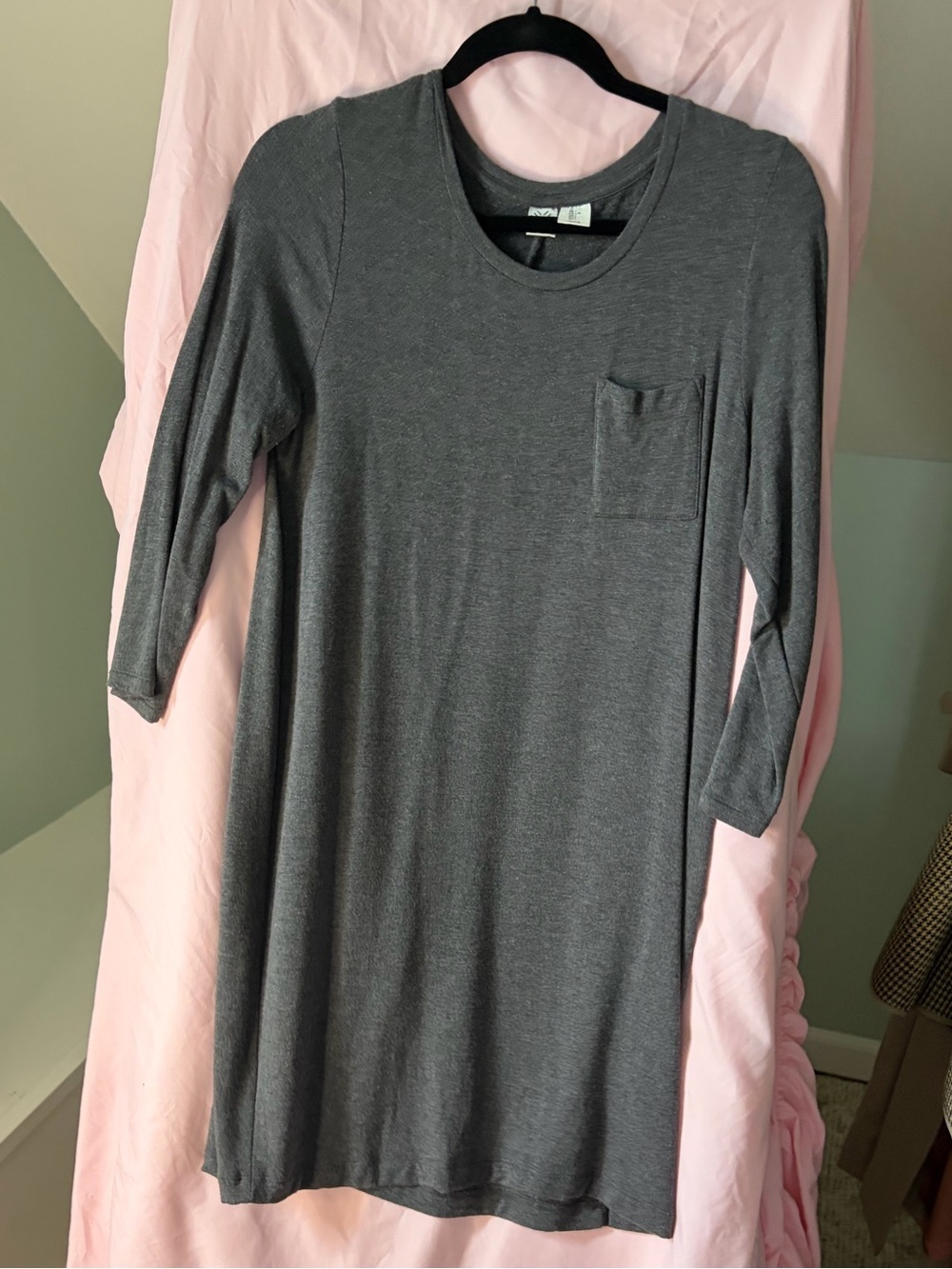 Artisan Ny Gray Crewneck Midi Dress with Pocket size Large